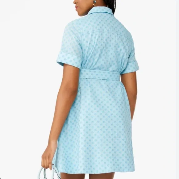 Kate Spade Light Blue Embroidered T Shirt Dress with Belt - Picture 2 of 11
